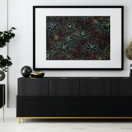 Lienzo Abstrakte Kunst Leinwand, Leuchtende Neonblumen