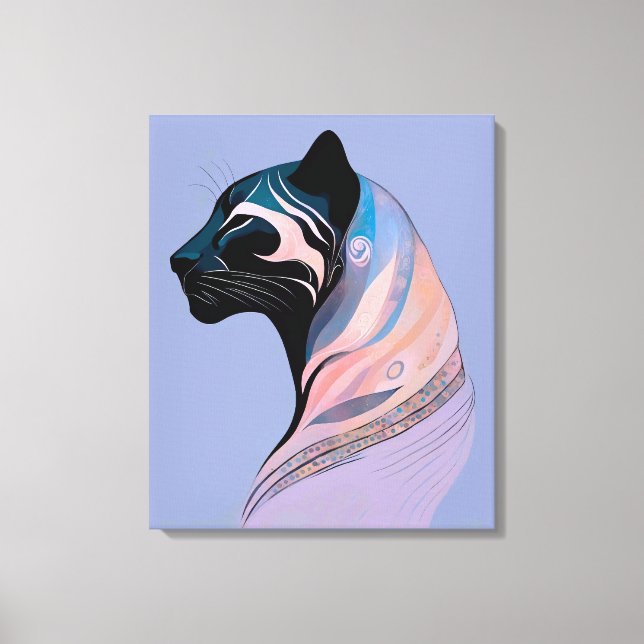 Lienzo Abstrakter Panther Kopf in Pastellharmonie (Anverso)
