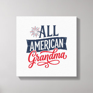 Lienzo Abuela totalmente americana diseño de fuegos artif