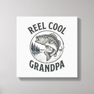Lienzo Abuelo Genial Reel Camiseta Diseño de Pesca de Lub
