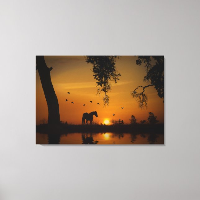 Lienzo Abundante agua de caballo y aves en el suroeste (Anverso)