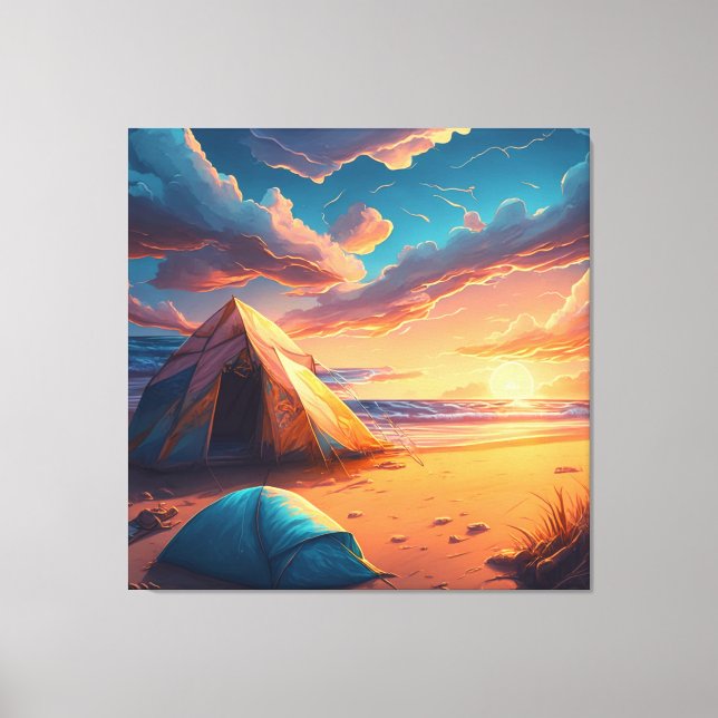 Lienzo Acampar al amanecer (Anverso)