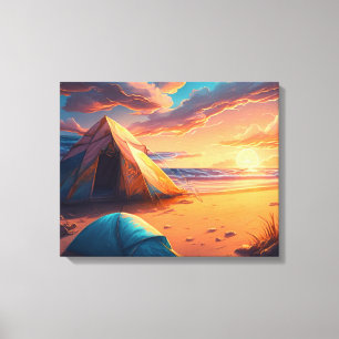 Lienzo Acampar al amanecer
