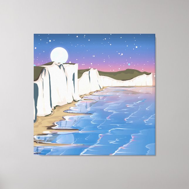 Lienzo Acantilados al atardecer en el océano (Anverso)