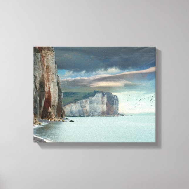 Lienzo Acantilados de la costa de Normandía (Anverso)