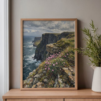 Lienzo Acantilados de Moher Thrift Art de Rosas de Mar