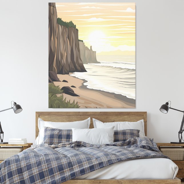 Lienzo Acantilados Golden Sunset Con Vistas Al Océano Ser (Insitu(Dormitorio))