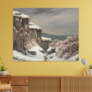 Lienzo Acantilados junto al mar bajo la nieve - Courbet