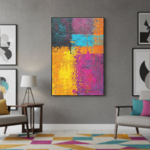 Lienzo Aceite falso abstracto moderno texturado vibrante