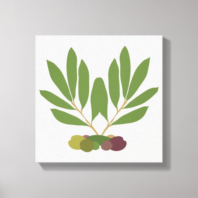 Lienzo Aceitunas y ramas minimalistas. (Anverso)