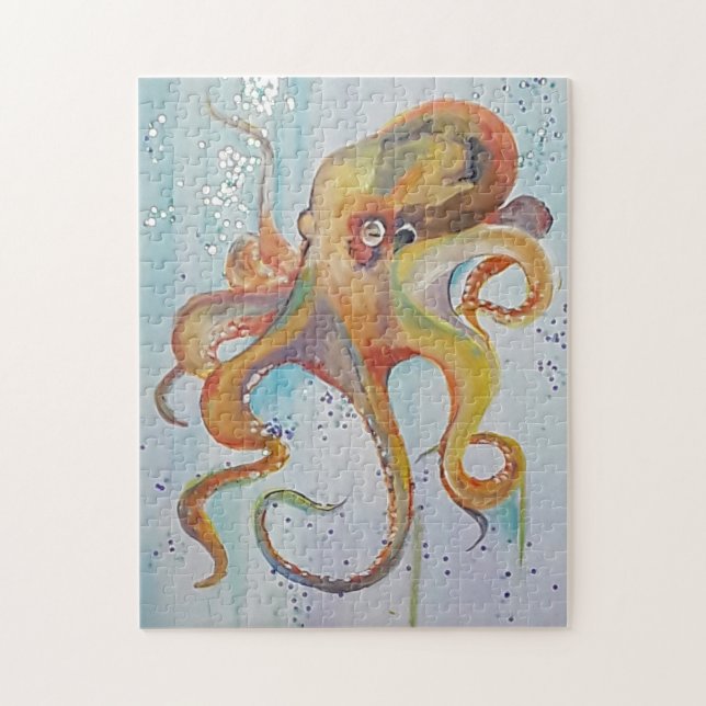Lienzo acrílico de rompecabezas octopus de JP Deny (Vertical)