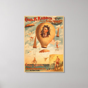 Lienzo Acto del paracaídas de la bicicleta en teatro del