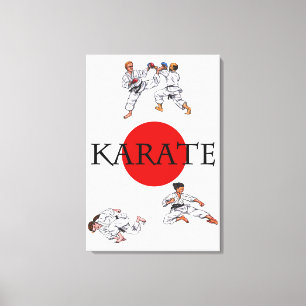 Lienzo acuarela acuarela mundo karate artes marciales
