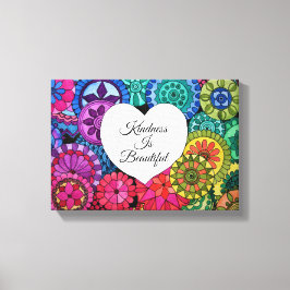 Lienzo Acuarela Arcoiris Mandala con corazón