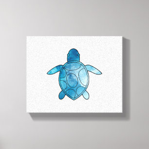 Lienzo Acuarela azul de la tortuga marina