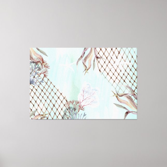 Lienzo Acuarela bajo el mar turquesa pálido (Anverso)