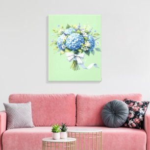 Lienzo Acuarela Botánica Floral Hortensia