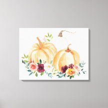 Acuarela Calabazas de Otoño y Flores Boho