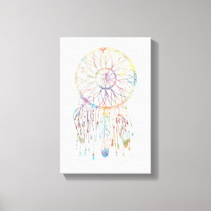 Lienzo Acuarela colorida Dreamcatcher caprichoso