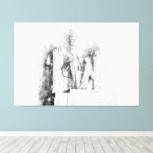 Lienzo Acuarela conmemorativa Lincoln y dibujo a lápiz