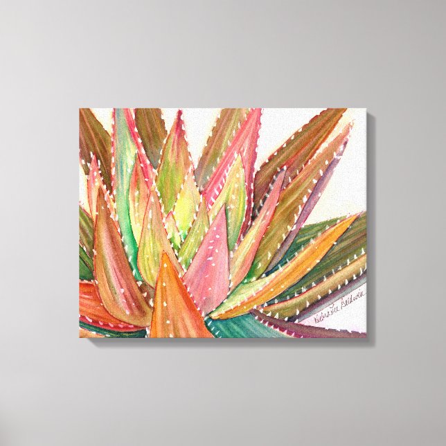 Lienzo acuarela de Aloe nobilis por Debra Lee Baldwin (Anverso)