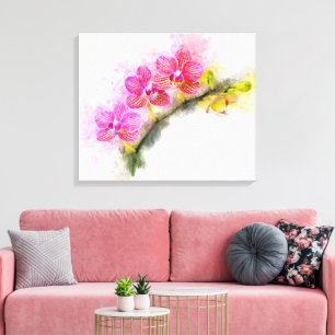Lienzo Acuarela de flor de orquídea - rosa wb 01