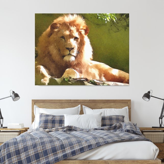 Lienzo Acuarela de León de Zoológico (Insitu(Dormitorio))
