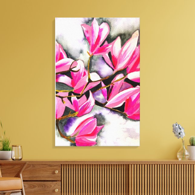 Lienzo Acuarela de magnolia rosa (Insitu (Sala de estar))