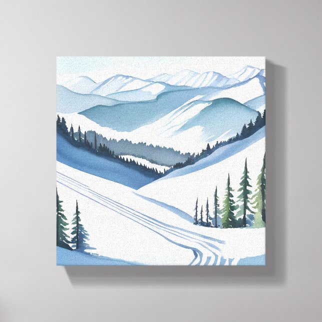Lienzo Acuarela de montaña de esquí (Anverso)