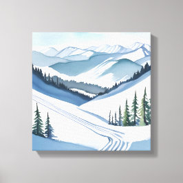 Lienzo Acuarela de montaña de esquí