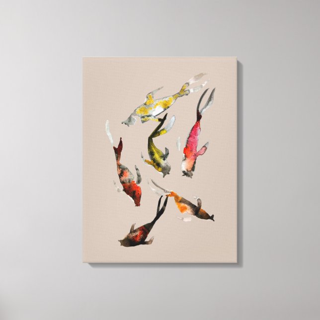 Lienzo Acuarela de pescado de Koi (Anverso)