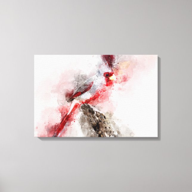 Lienzo Acuarela de Pyrhuloxia (Anverso)