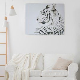 Lienzo Acuarela de tigre blanco