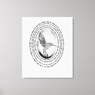 Lienzo acuarela de tinta de colibrí de oración inspirador