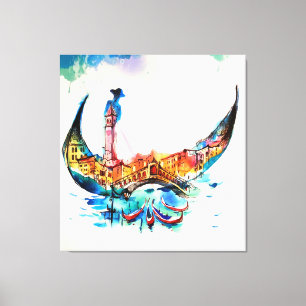 Lienzo Acuarela del amor del viaje de la ciudad de