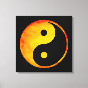 Lienzo Acuarela del naranja y del amarillo de Yin Yang en