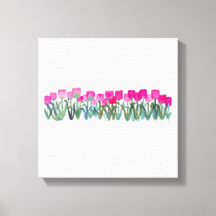Lienzo Acuarela del Poster de canvas de tulipanes rosados