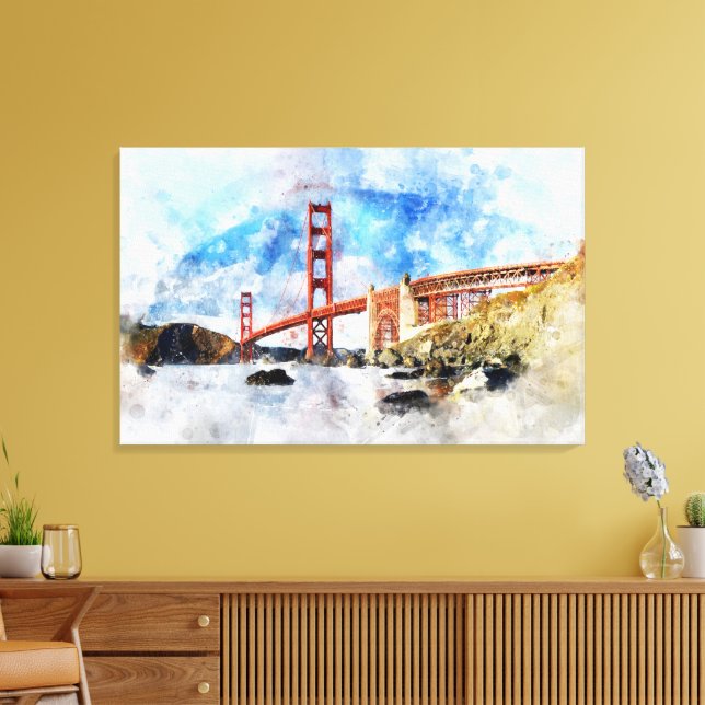 Lienzo acuarela del puente Golden Gate en San Francisco (Insitu (Sala de estar))