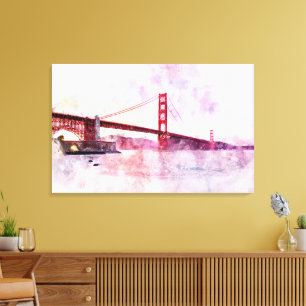 Lienzo acuarela del puente Golden Gate en San Francisco