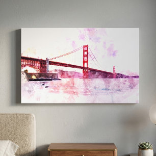 Lienzo acuarela del puente Golden Gate en San Francisco