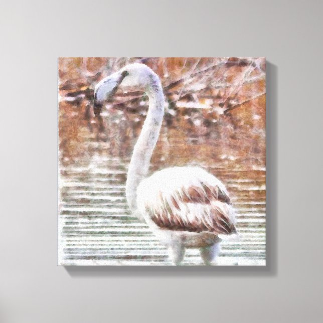 Lienzo Acuarela Flamingo Exótico (Anverso)