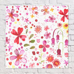 Lienzo Acuarela floral moderna<br><div class="desc">Flor silvestre brillante y alegre de acuarela y deja la pintura de un jardín demasiado grande. Perfecto para jardineros, amantes de la naturaleza y floristas.</div>