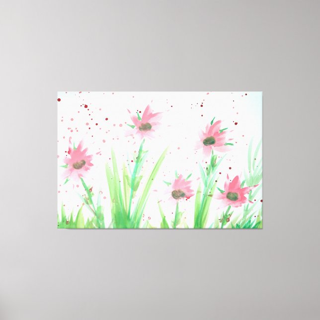 Lienzo Acuarela floral rosa (Anverso)