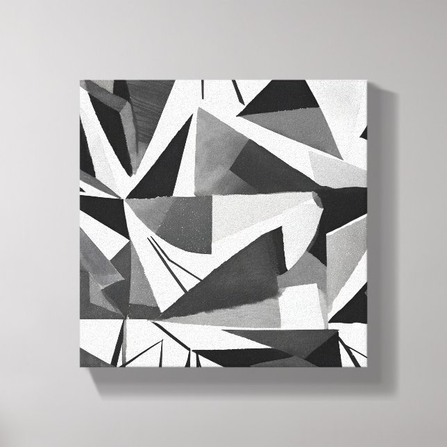 Lienzo Acuarela geométrica moderna abstracta en blanco y  (Anverso)