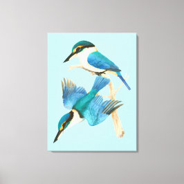 Lienzo Acuarela Kingfisher Birds Blue