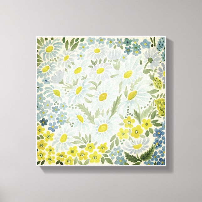 Lienzo Acuarela. Las flores del campo. Chamomile (Anverso)