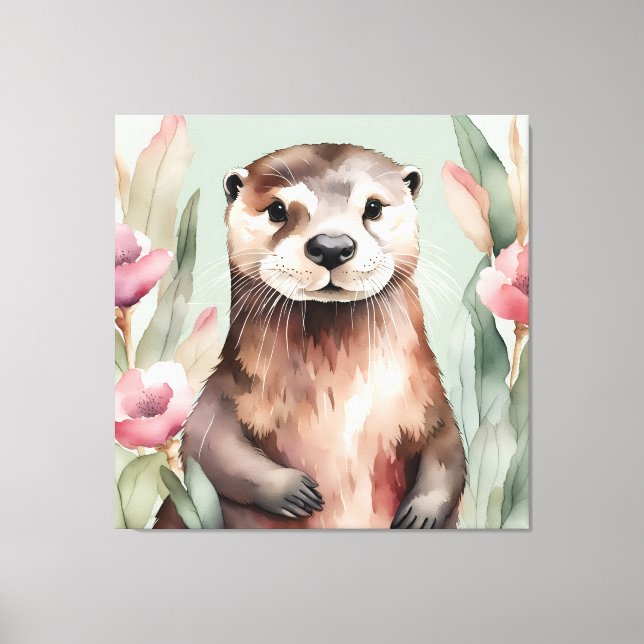 Lienzo Acuarela Otter Adorable (Anverso)