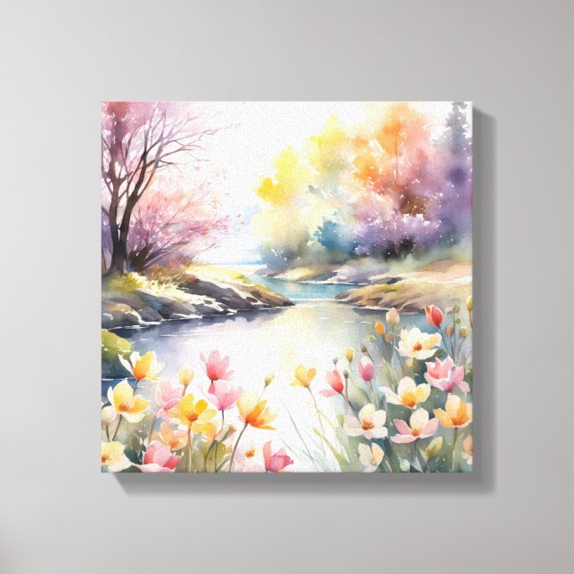 Lienzo Acuarela pacífica de Riverbank (Anverso)