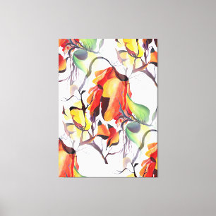 Lienzo Acuarela pintada Raras Flores de selva tropical