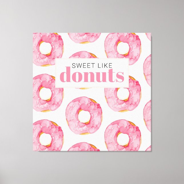 Lienzo Acuarela Rosa Moderna Dulce Como Cita De Donuts (Anverso)